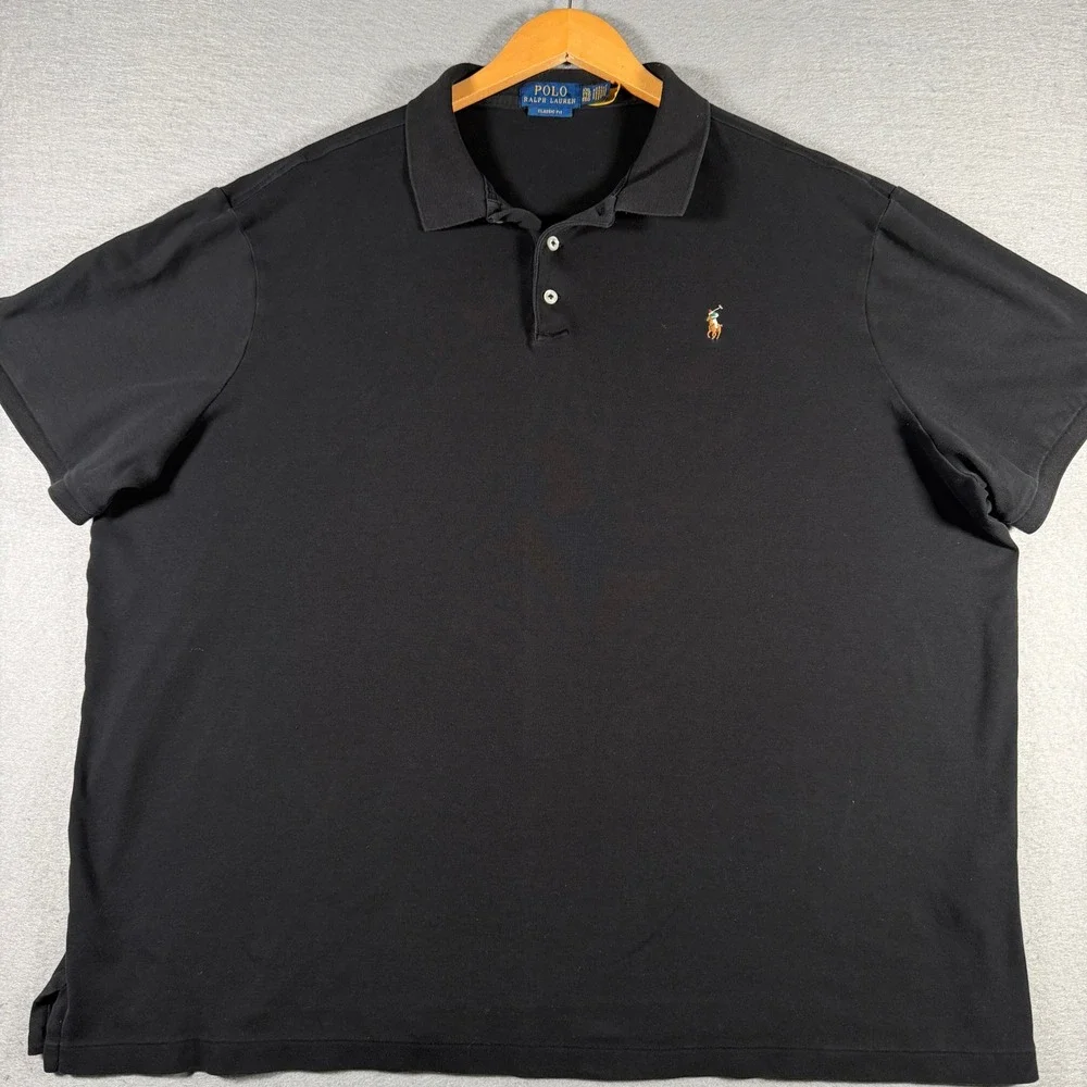 Polo Ralph Lauren Mens XXL Classic Fit Short Sleeve Polo Shirt Black Cotton Logo